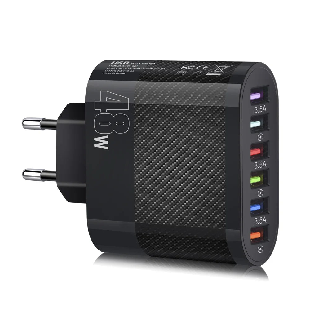 plug 48W 6 Ports USB Charger Quick 3.0.