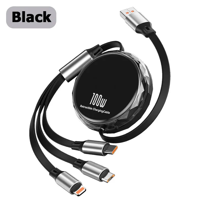 New 100W USB Type C Cable 3 In 1 Fast Charging USB .