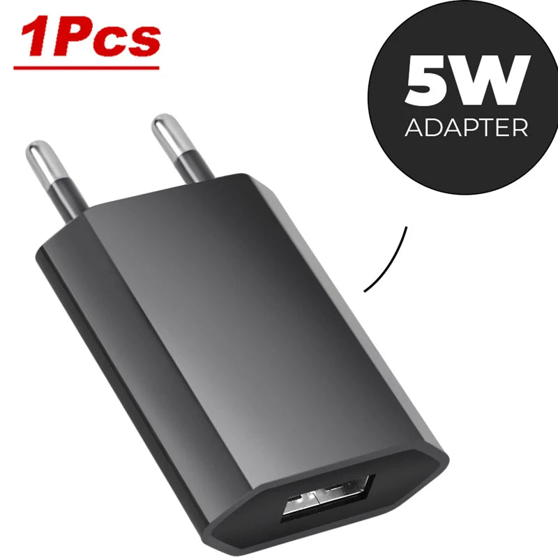 1/3/5pcs 1A 5V Power Supply Adapter Power EU Plug Portable USB Port Adapter Travel Wall Charger.