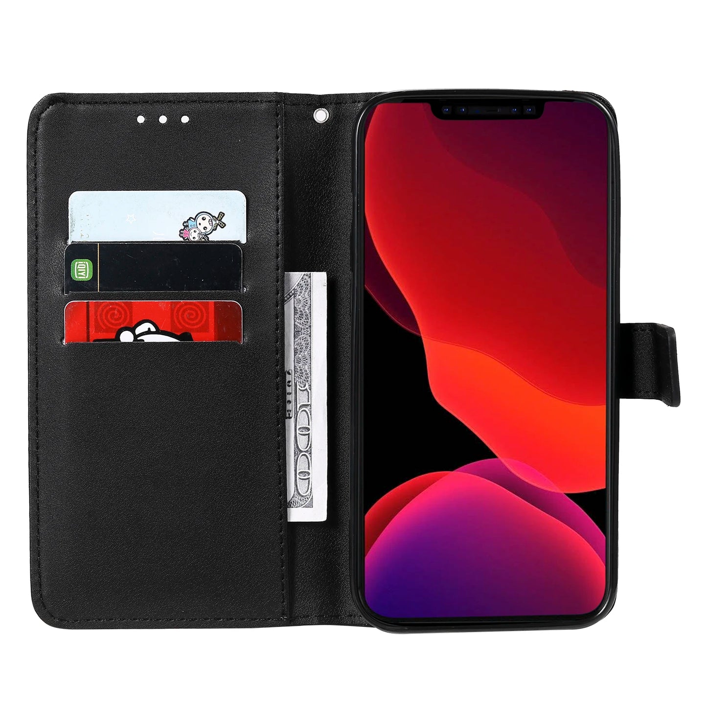 Leather Flip Wallet Case For iPhone .