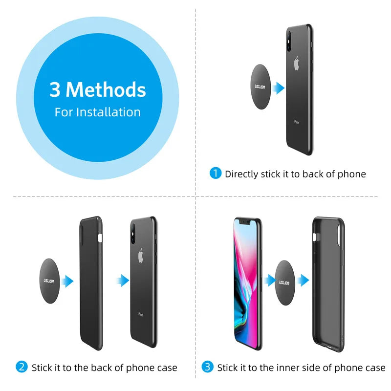 USLION Metal Plate Disk For Magnet Car Phone Holder Iron Sheet Sticker For Magnetic Mobile Stand Mount Automobile Adsorption New