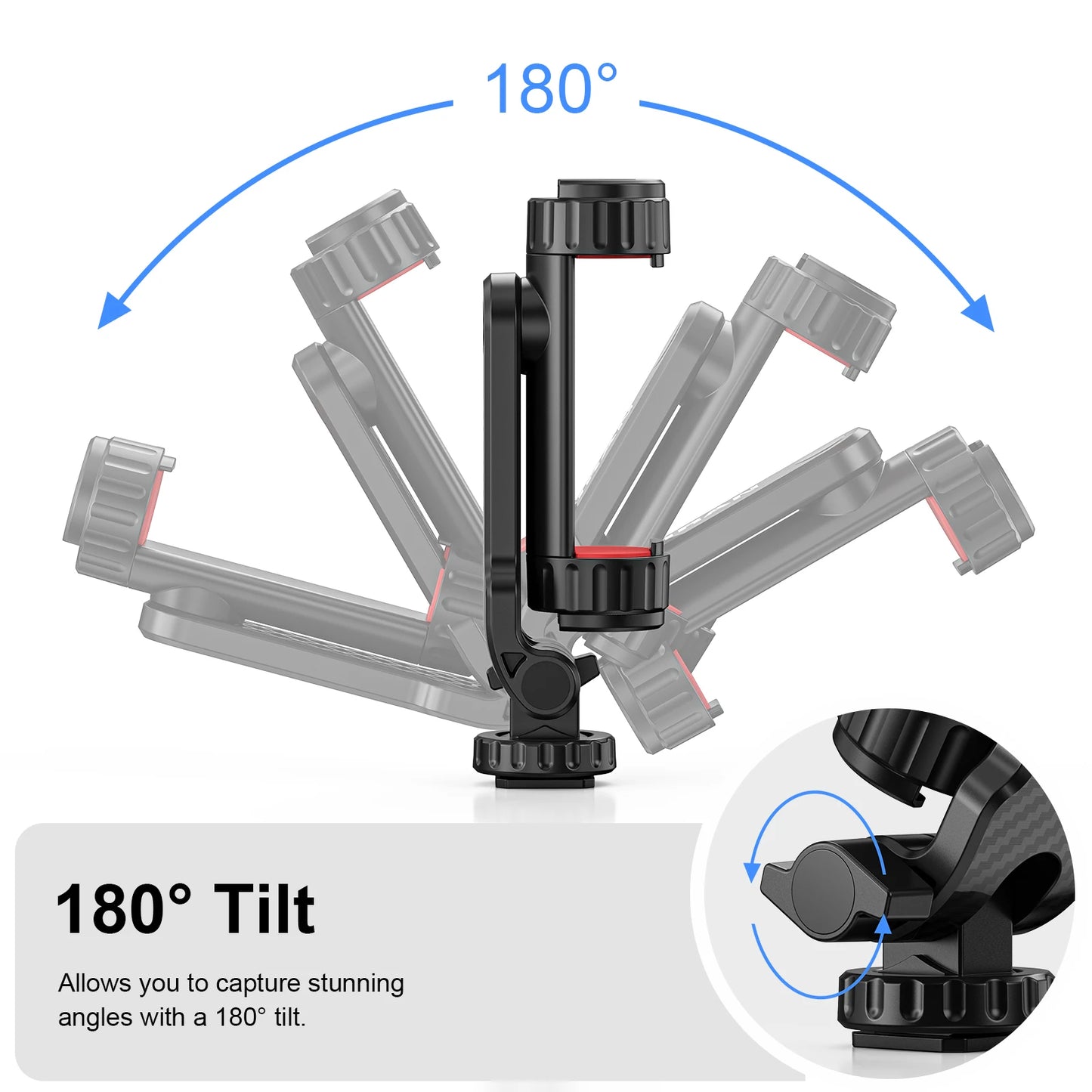 Phone Holder Clamp Tripod Phone Mount Dual Cold Shoe Clip 360°Rotatable 180ºTilt EVUMO PM11 for 1/4 Screw Tripod Camera Monopod