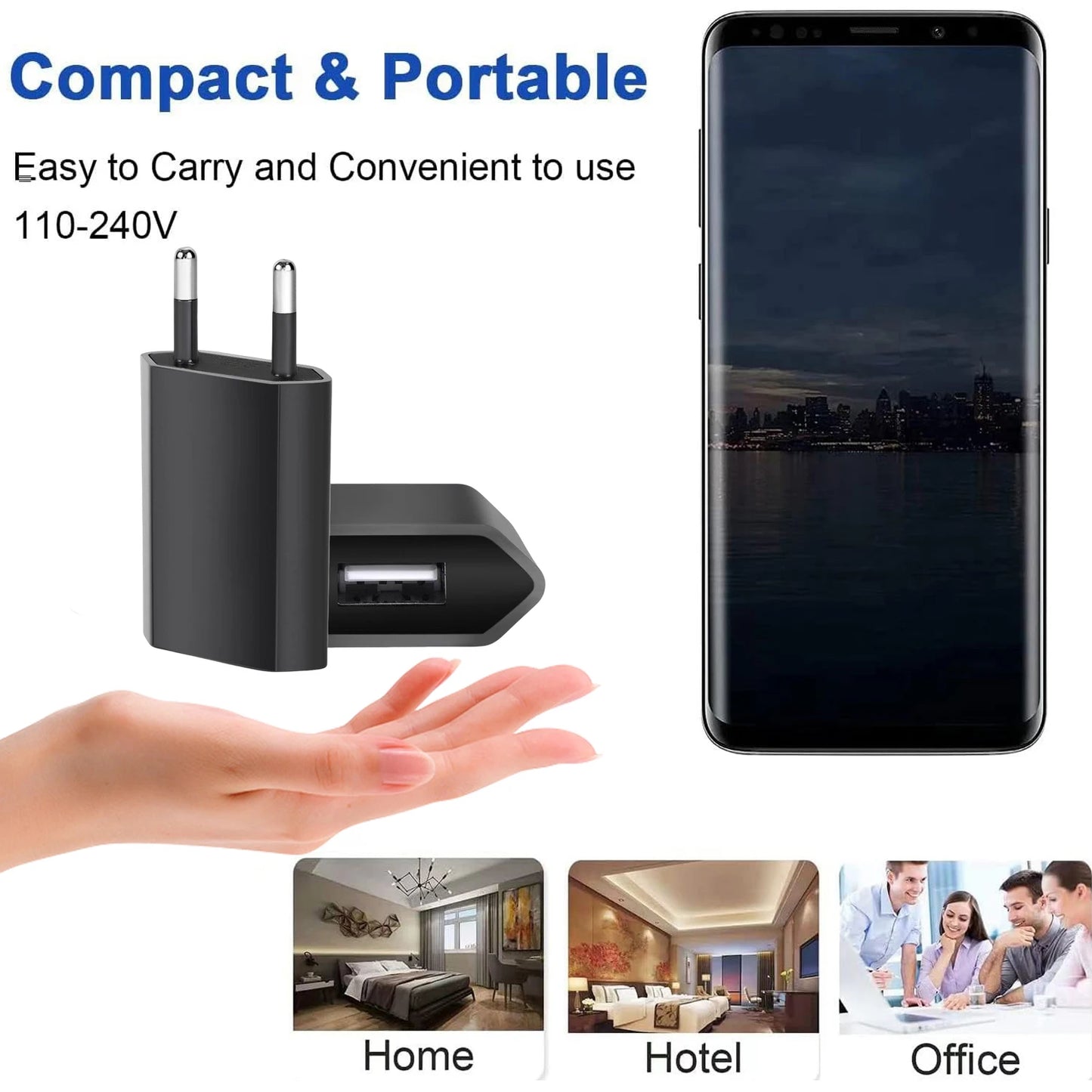 1/3/5pcs 1A 5V Power Supply Adapter Power EU Plug Portable USB Port Adapter Travel Wall Charger.