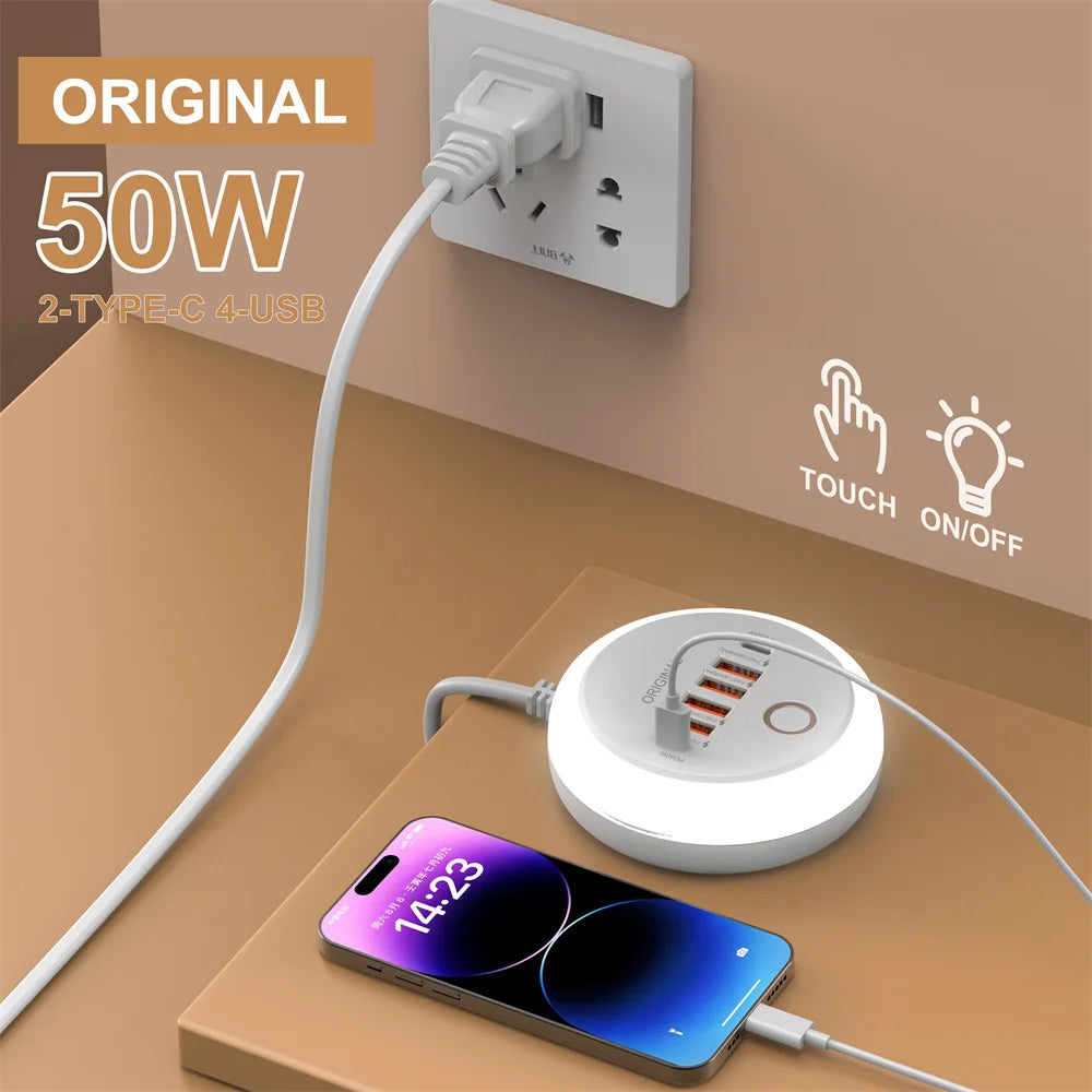 50W USB Charger Multi Ports Power Strip Socket Fast Charging Travel Charger For iPhone Samsung Xiaomi Quick Charge Phone Adapter.