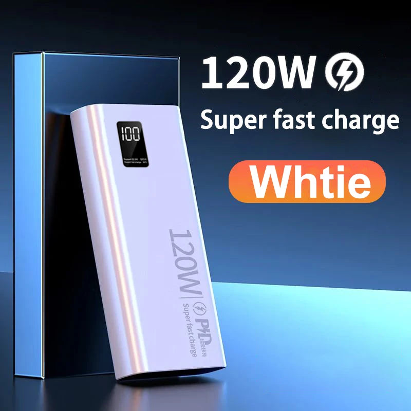 Original 120W 50000mAh Powerbank External Spare Battery Portable Charger Fast Charging.