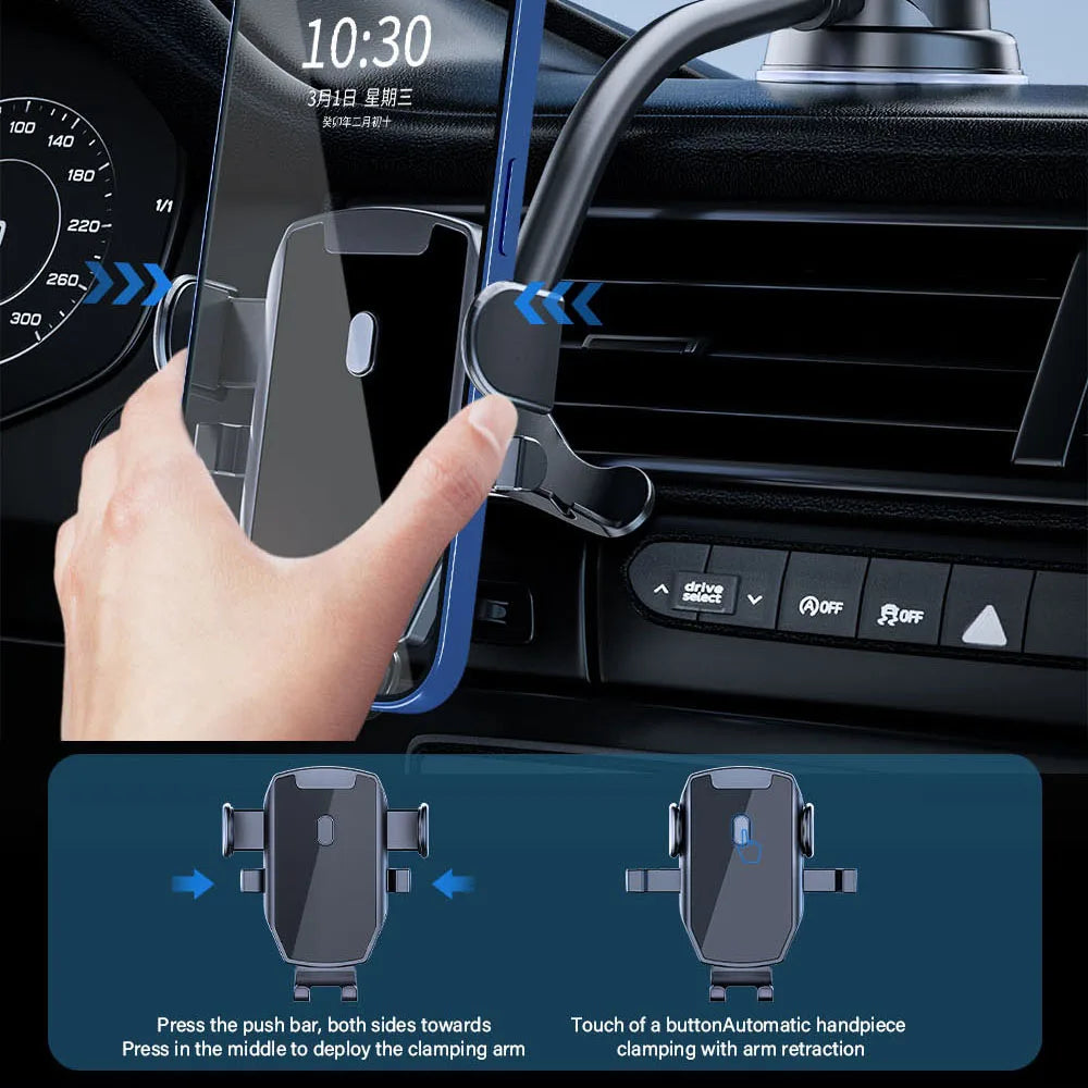 Dashboard Phone Holder for Car 360° Widest View 9in Flexible Long Arm Universal Handsfree Auto Windshield Phone Mount For iphone.