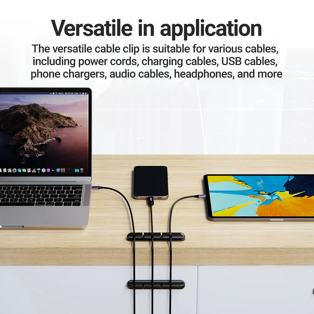 Adhesive Cable Holder Clips Cord Management Wire Organizer for Desktop USB Charging Cable Nightstand Power Cord Mouse .