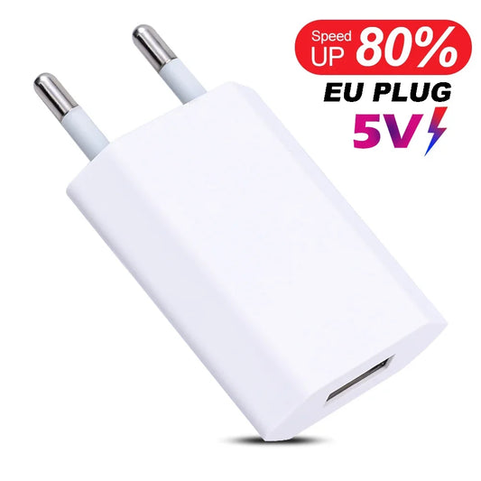 1-5Pcs Universal 5V 1A EU Plug USB Wall Phone Charger Power Adapter.