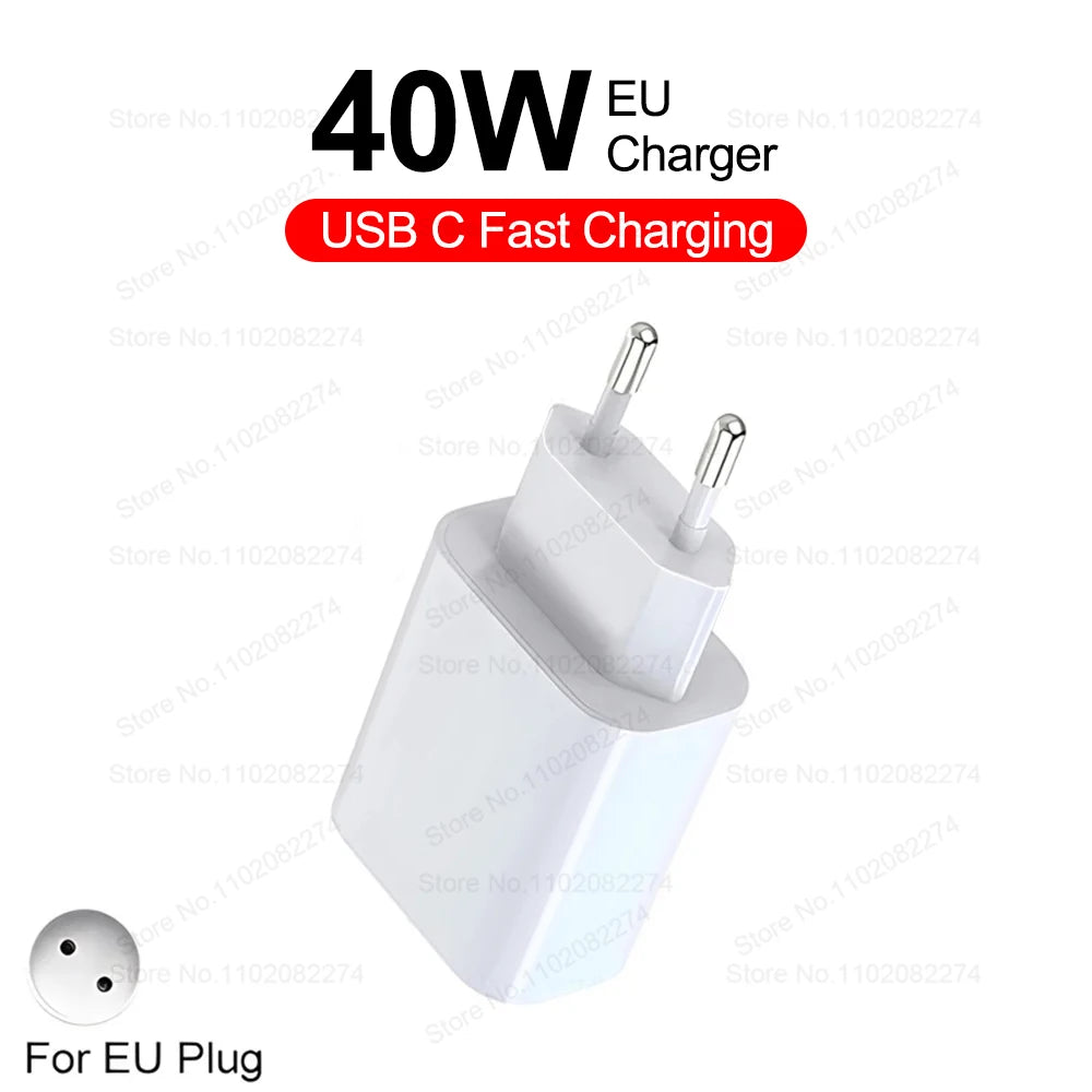 PD 40W Fast Charger For iPhone 14 13 12 11 15 16 Pro Max Phone Charger For iPhone 15 16 Plus USB C Cable Fast Charging Data Line