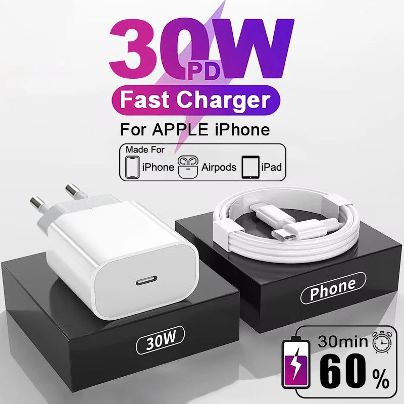 For Apple Original type C 30W Quick Charger Fast Charging  Cable.