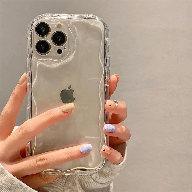 Wave Pattern Solid Color Cream For iPhone.
