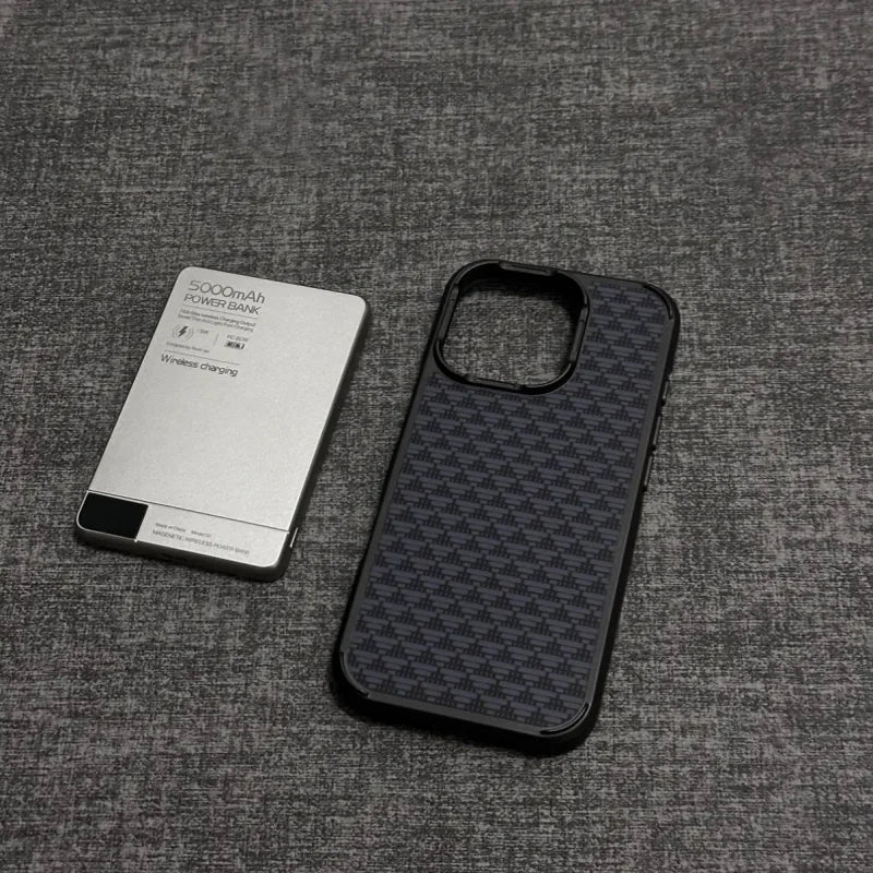 Luxury Carbon fiber  Kevlar Texture Shockproof Phone Case For iPhone Triangle Pattern Armor Hard Bumper Cover.