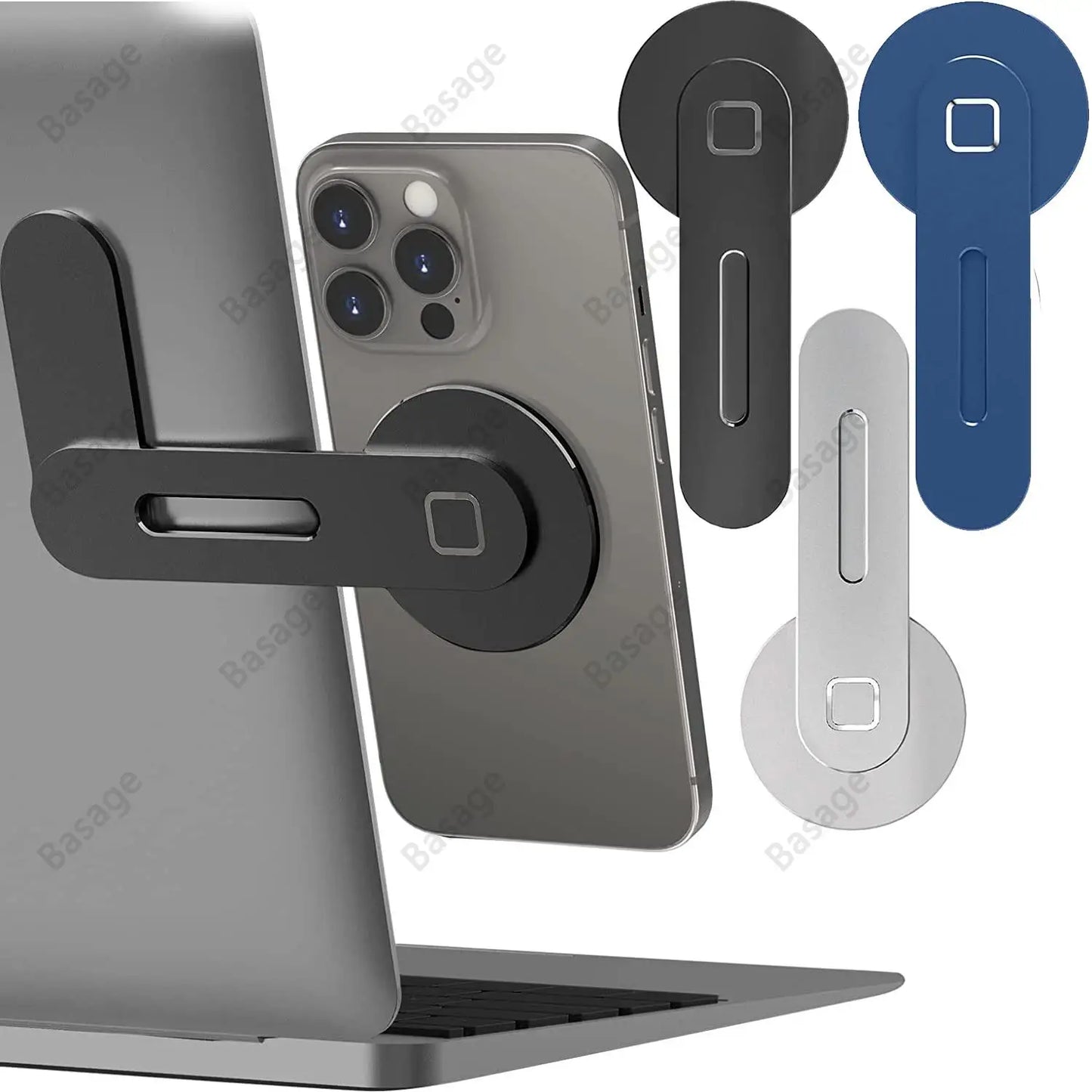 Magnetic Laptop Phone Holder Computer Monitor Side Cell Phone Slim& Foldable.