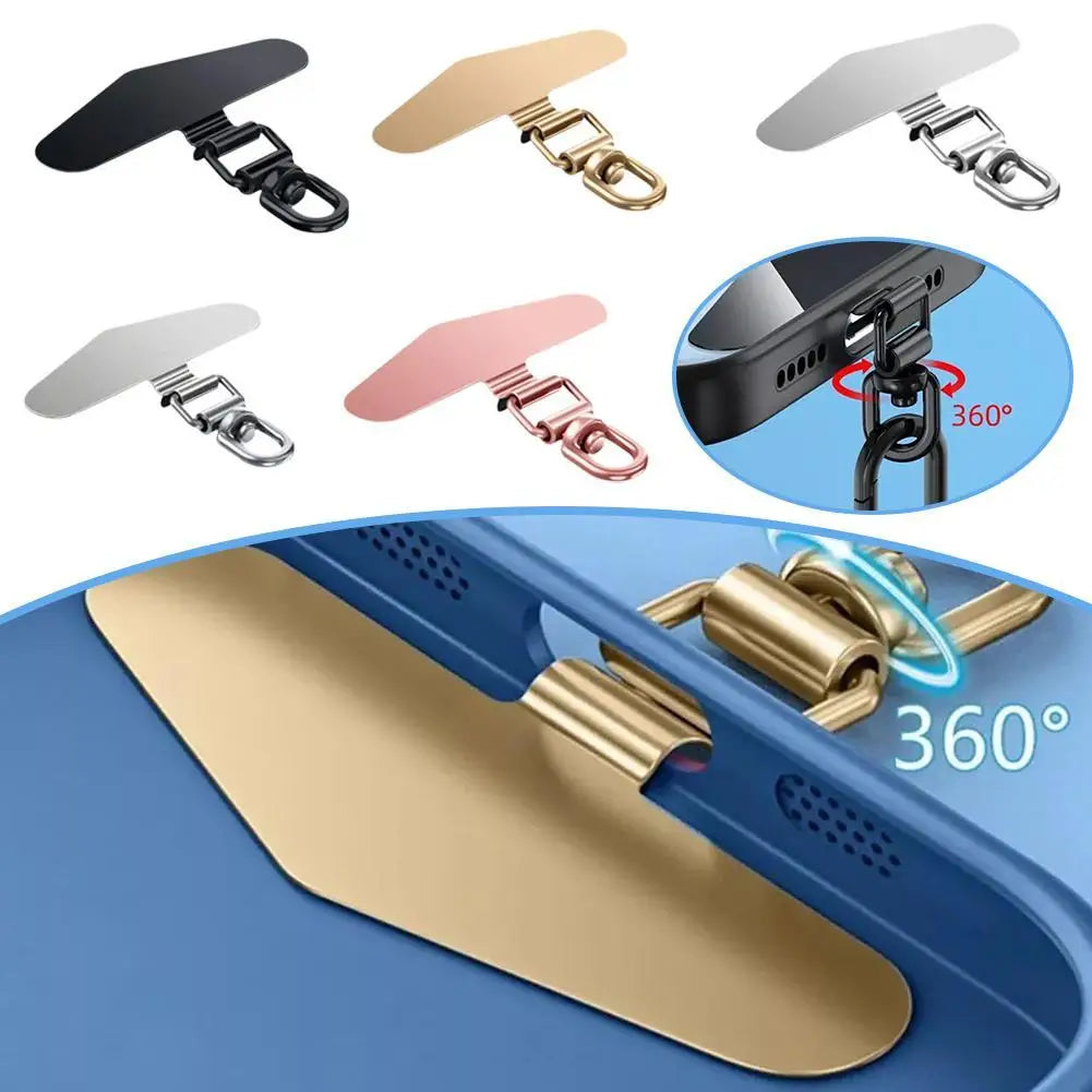 Upgrated 360 Rotatable Steel Phone Tether Tab Metal Patch Gasket Cellphone Lanyard Safety Connecter Piece .