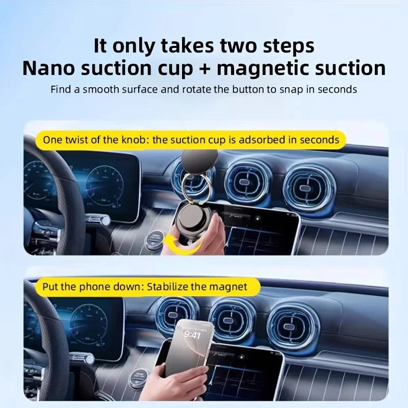 Newest 360 Degree Rotating Magnetic Mobile Phone Holder Vacuum Suction Cup Strong Magnetic Adsorption Car Phone Stand.