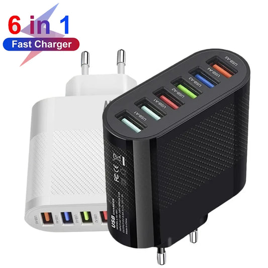 plug 48W  6 Ports USB Charger Quick 3.0.