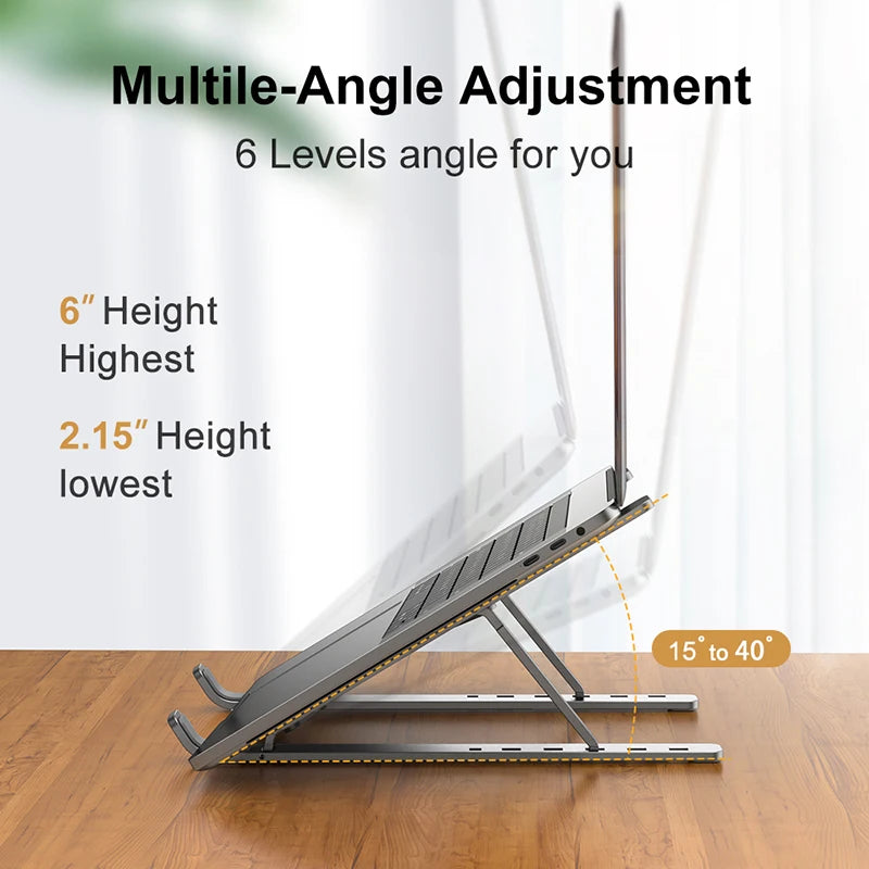 Aluminum Alloy Laptop Holder Stand Adjustable Foldable Portable for Notebook Computer Bracket Lifting Cooling Holder Non-slip.