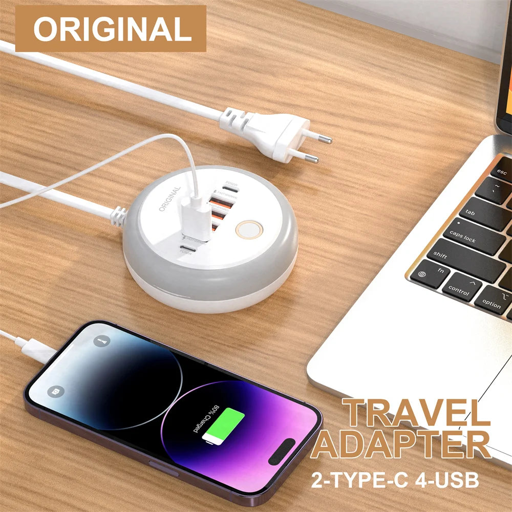 50W USB Charger Multi Ports Power Strip Socket Fast Charging Travel Charger For iPhone Samsung Xiaomi Quick Charge Phone Adapter.