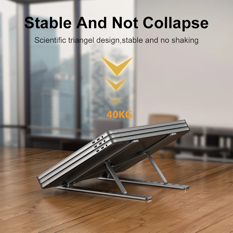 Aluminum Alloy Laptop Holder Stand Adjustable Foldable Portable for Notebook Computer Bracket Lifting Cooling Holder Non-slip.