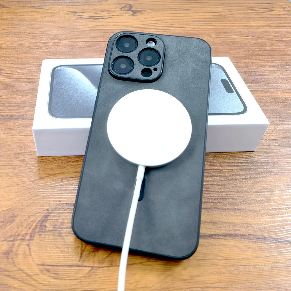 Luxury PU Leather Deer Case For iPhone Wireless Charge Cover.