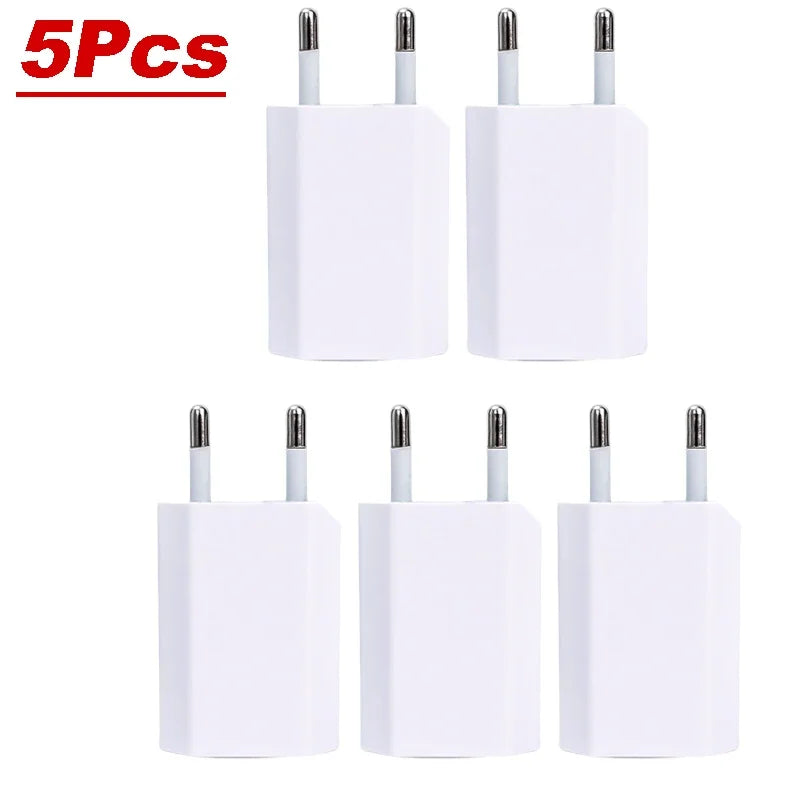 1-5Pcs Universal 5V 1A EU Plug USB Wall Phone Charger Power Adapter.