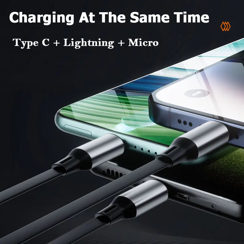 New 100W USB Type C Cable 3 In 1 Fast Charging USB .