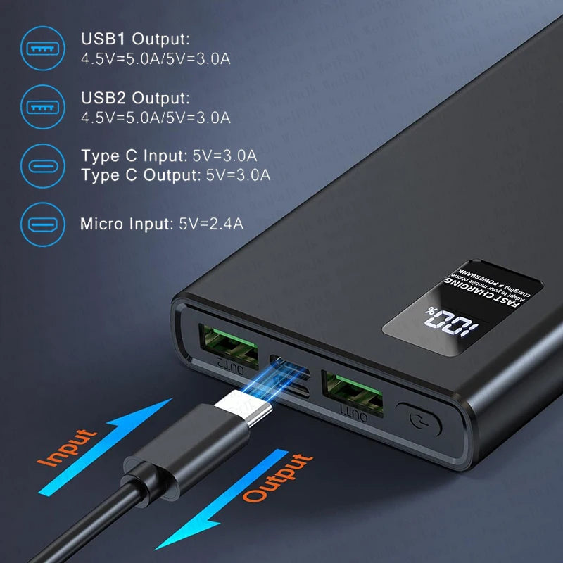 Original 120W 50000mAh Powerbank External Spare Battery Portable Charger Fast Charging.