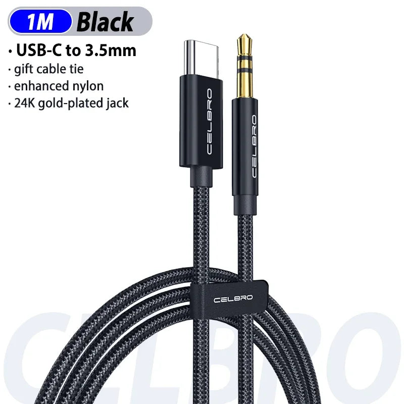 8 Pin Usb Type C To 3.5mm Aux Audio Cable Headset Speaker Headphone Jack Adapter Car Aux.