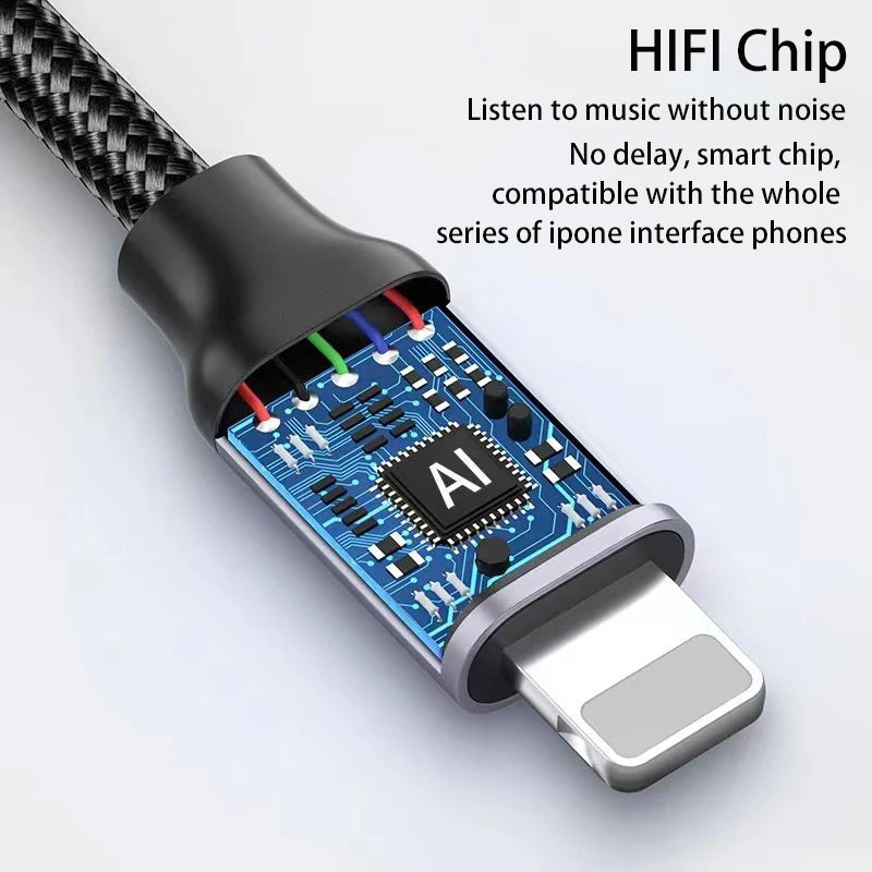 For iPhone To 3 5 MM Jack Cable AUX Adapter Headphone Connector Audio Splitter phone accessories