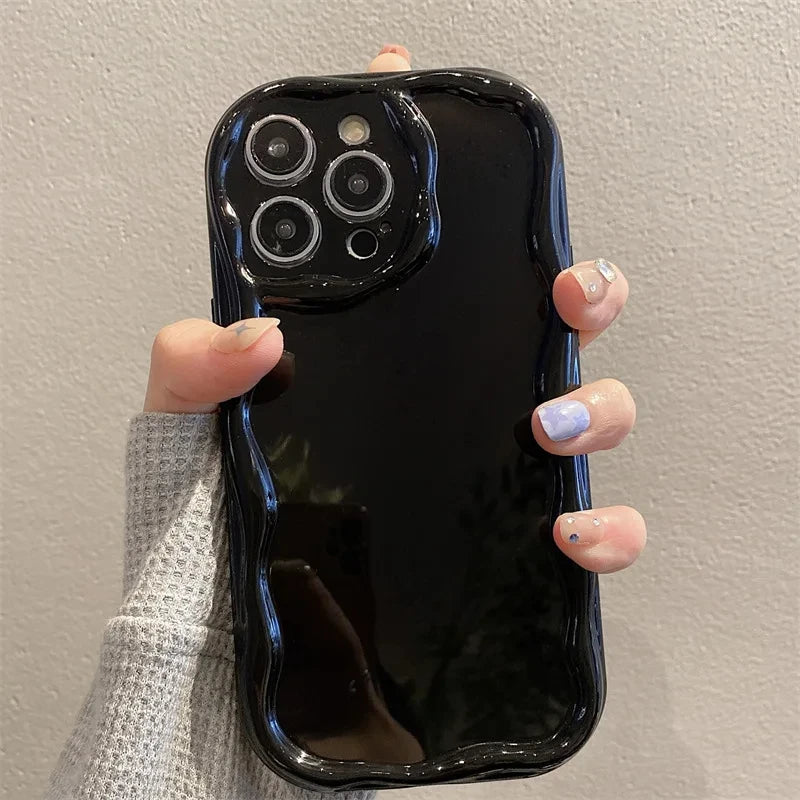 Wave Pattern Solid Color Cream For iPhone.