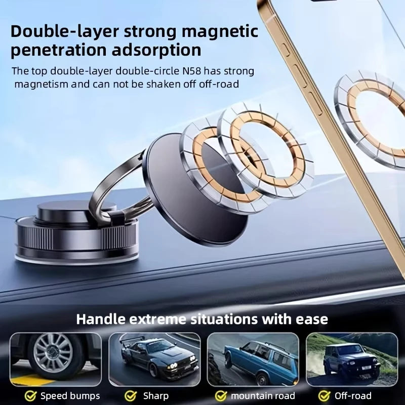 Newest 360 Degree Rotating Magnetic Mobile Phone Holder Vacuum Suction Cup Strong Magnetic Adsorption Car Phone Stand.