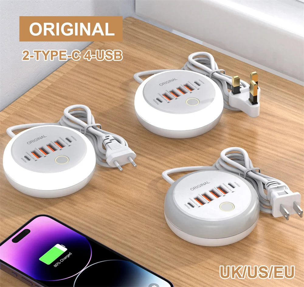50W USB Charger Multi Ports Power Strip Socket Fast Charging Travel Charger For iPhone Samsung Xiaomi Quick Charge Phone Adapter.