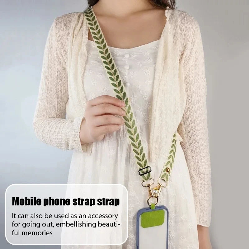 Adjustable Long Mobile Phone Lanyard Crossbody Card Neck Cord Clip Hang Lanyard Pearl Hanging Ornaments Charm Anti-lost Lanyard.