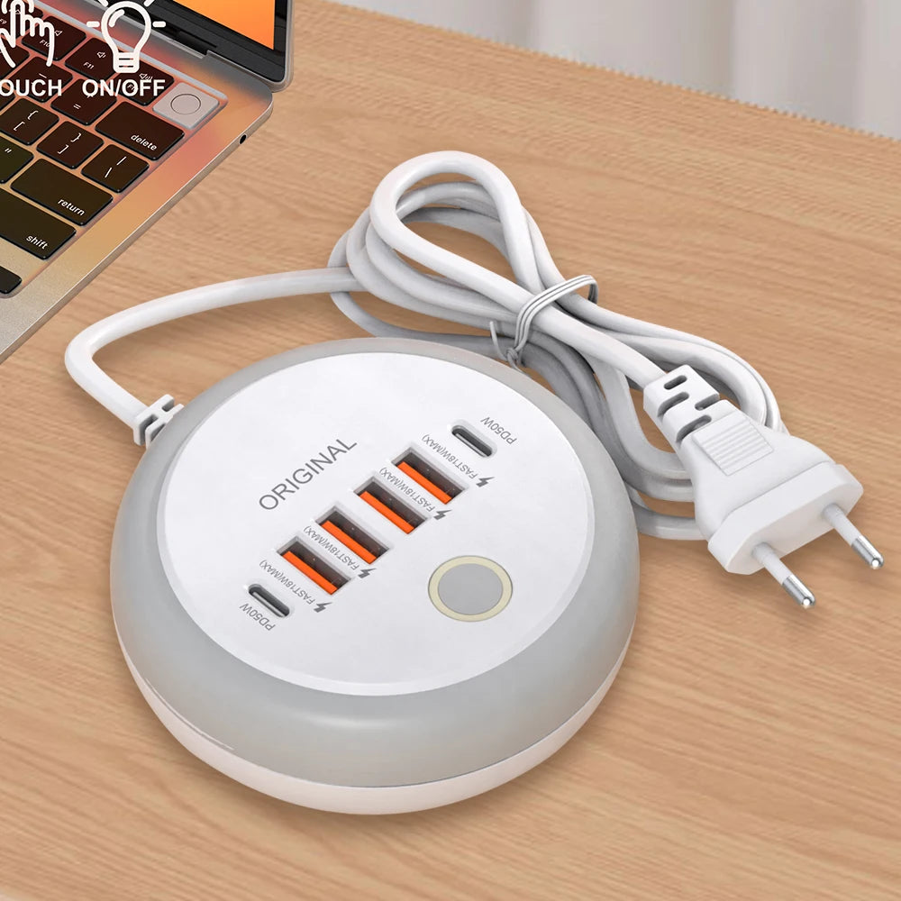 50W USB Charger Multi Ports Power Strip Socket Fast Charging Travel Charger For iPhone Samsung Xiaomi Quick Charge Phone Adapter.