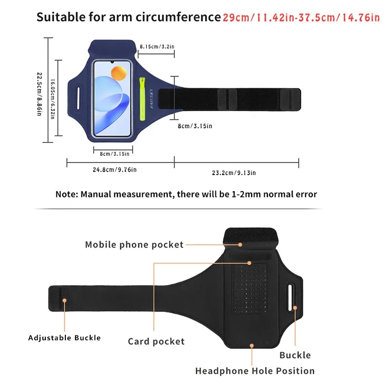 Zipper Pocket Running Sports Armband For Phone Outdoor Touch Screen Belt Arm Bags.