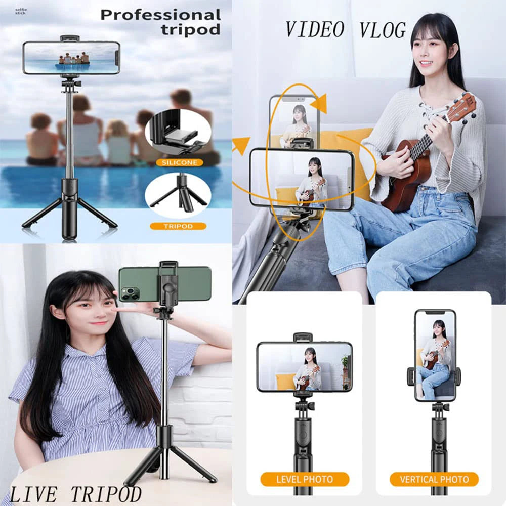 Wireless Selfie Stick Tripod Stand with Bluetooth Remote Extendable Tripod for Phone.