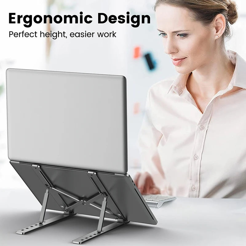 Aluminum Alloy Laptop Holder Stand Adjustable Foldable Portable for Notebook Computer Bracket Lifting Cooling Holder Non-slip.