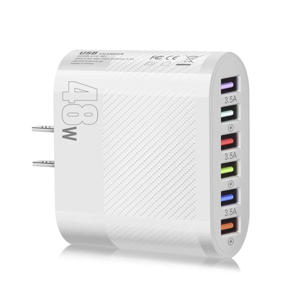 plug 48W  6 Ports USB Charger Quick 3.0.