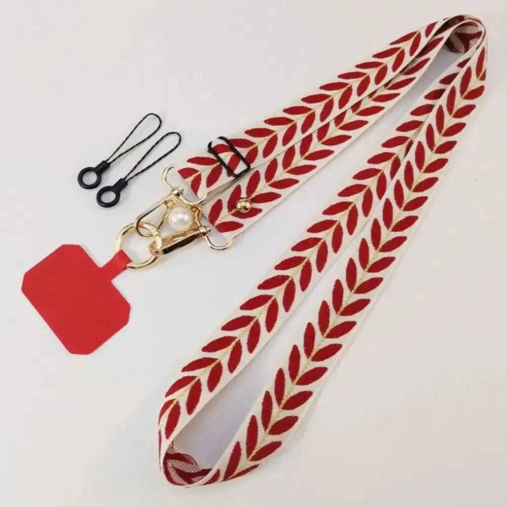 Adjustable Long Mobile Phone Lanyard Crossbody Card Neck Cord Clip Hang Lanyard Pearl Hanging Ornaments Charm Anti-lost Lanyard.