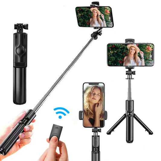 Wireless Selfie Stick Tripod Stand with Bluetooth Remote Extendable Tripod for Phone.