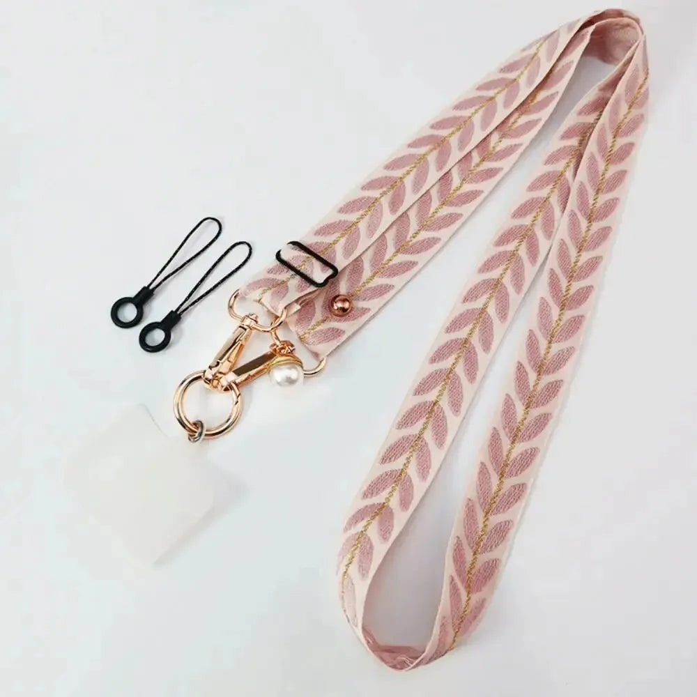Adjustable Long Mobile Phone Lanyard Crossbody Card Neck Cord Clip Hang Lanyard Pearl Hanging Ornaments Charm Anti-lost Lanyard.