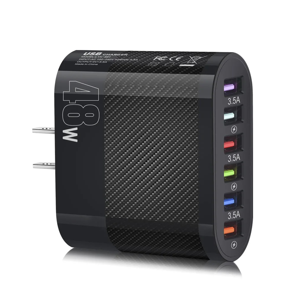 plug 48W  6 Ports USB Charger Quick 3.0.