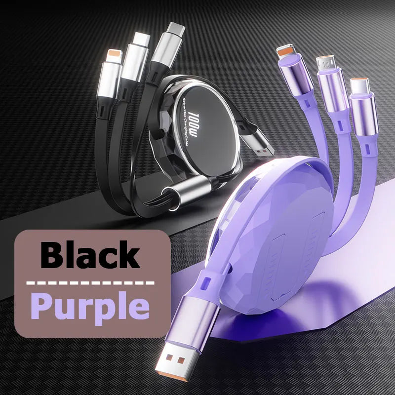 New 100W USB Type C Cable 3 In 1 Fast Charging USB .