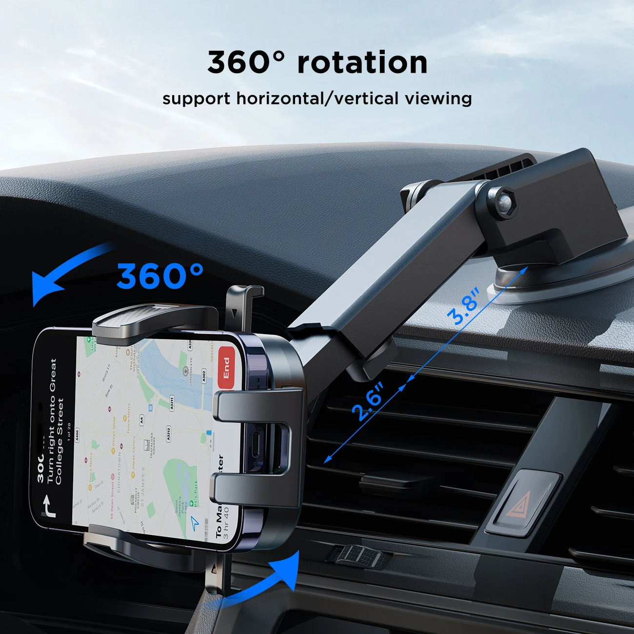 Joyroom Universal Car Mount Phone Holder with Suction Cup Base Dashboard Car Cell Phone Stand.