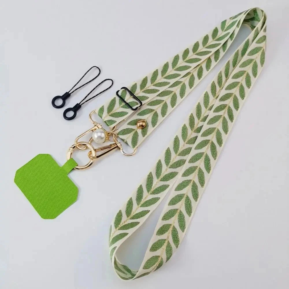 Adjustable Long Mobile Phone Lanyard Crossbody Card Neck Cord Clip Hang Lanyard Pearl Hanging Ornaments Charm Anti-lost Lanyard.