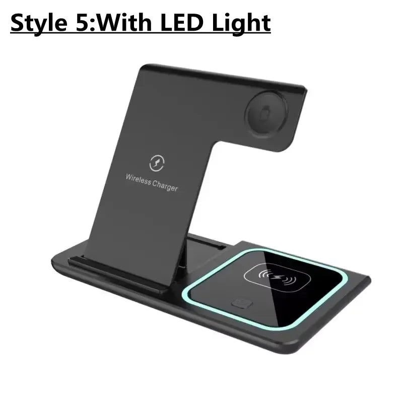 300W Fast Wireless Charger Stand Pad Foldable Fast Charging Station Dock for iPhone Apple Watch Airpods.