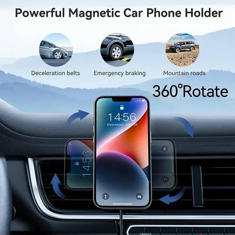 30W Magnetic Car Wireless Charger Phone Holder Stand Car Mount Fast Charging Dock Station.