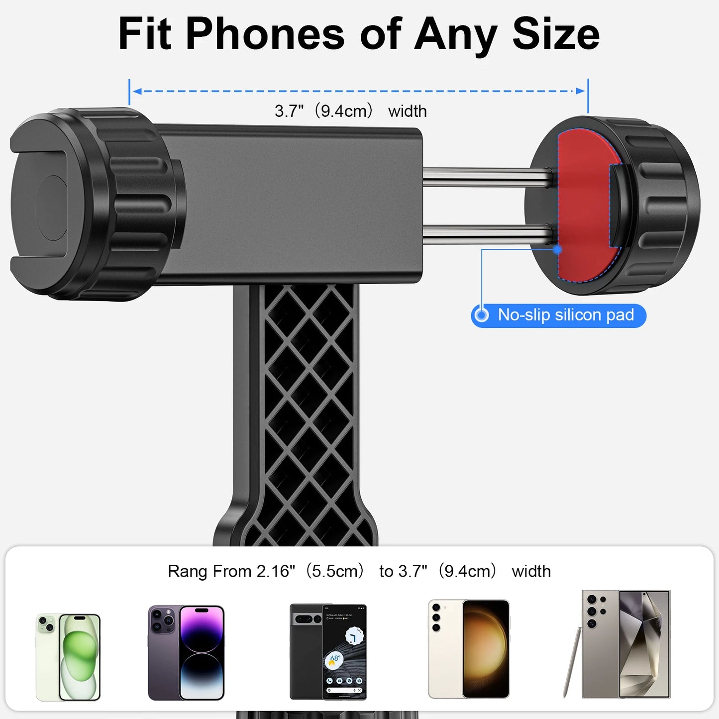 Phone Holder Clamp Tripod Phone Mount Dual Cold Shoe Clip 360°Rotatable 180ºTilt EVUMO PM11 for 1/4 Screw Tripod Camera Monopod